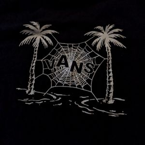 VANS MEN'S XL TEE SHIRT - BLACK - SPIDERWEBS & PALM TREES